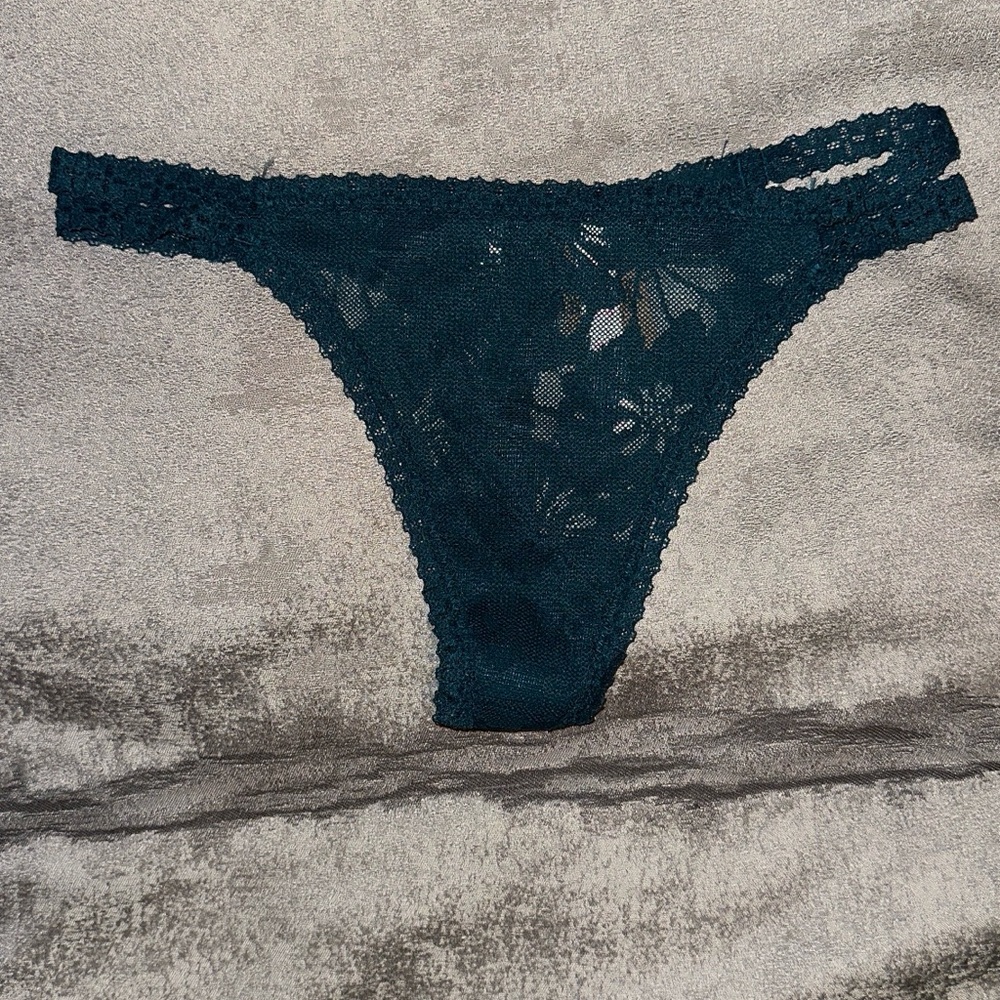 PINK Victoria's Secret Deep Teal Lace Thong